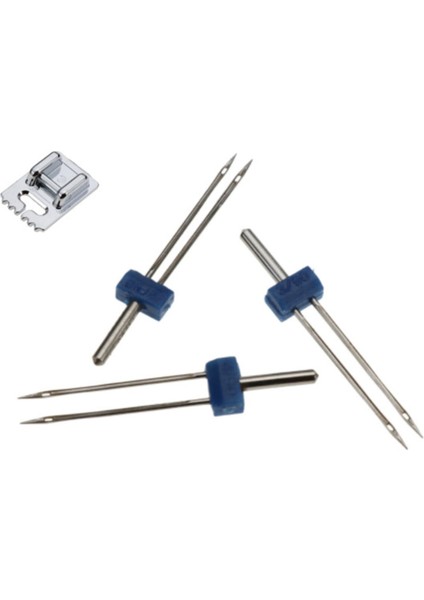 Zetina Bernina Janome Çift Iğne ve Nervür Ayak Set (Iğne Paket Içinde 2mm,3mm ve 4 Mm'dir.)