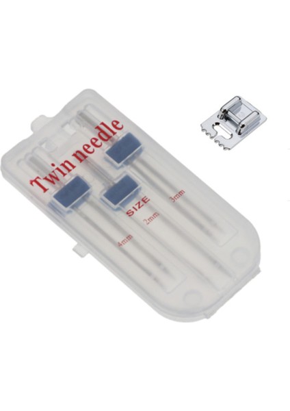 Zetina Bernina Janome Çift Iğne ve Nervür Ayak Set (Iğne Paket Içinde 2mm,3mm ve 4 Mm'dir.)