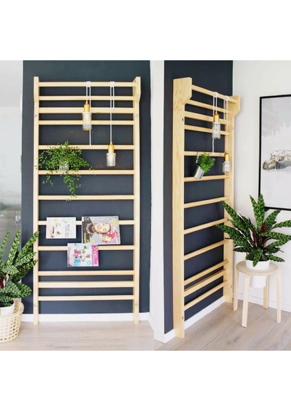 Isveç Merdiveni Tırmanma Merdiveni Egzersiz Barı Dekoratif Merdiven 80 x 200 cm
