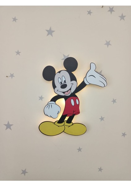 store Ahşap Dekoratif Çocuk Odası Aydınlatması Mickey Mouse