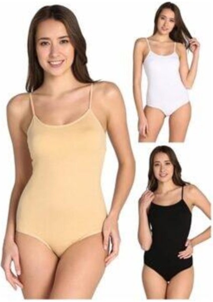 Kadın Karışık Renk Paket Ip Askılı Likralı Kancalı Çıtçıtlı Body Zıbın 3'lü