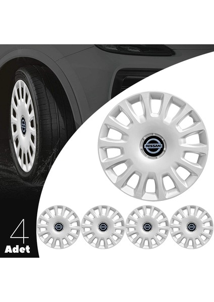 Nissan Note 14 İnç Jant Kapağı Amblemli Gri 4'lü Set