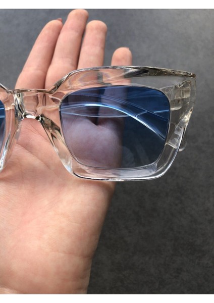 Şeffaf Mavi Camlı Kadın Güneş Gözlüğü