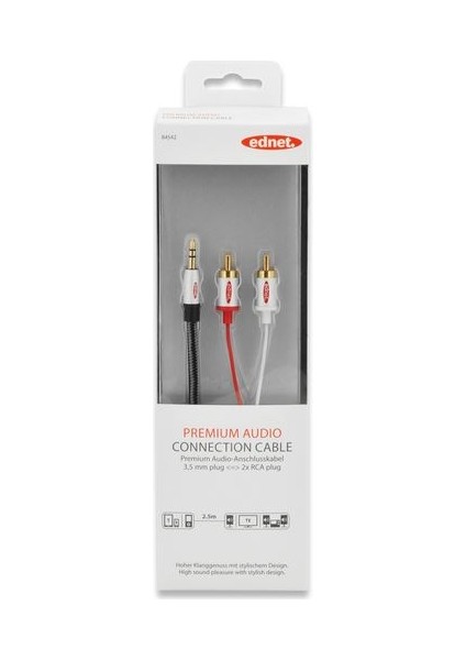 84542 2.5 Metre Audio Adapter Cable 3.5mm Jack - 2 x Rca Stereo