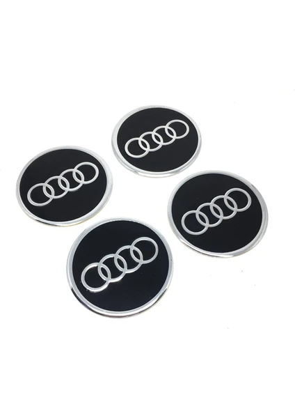 Audi Jant Göbeği Alüminyum Sticker Yapıştırma 60mm 4'lü Set