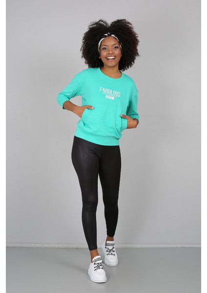 Baskılı Kanguru Cepli Yarım Kollu Sweatshirt modelleri