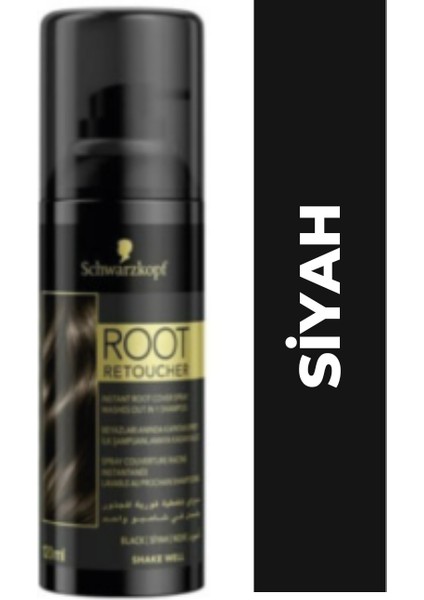 Beyaz Saç Kapatıcı Schwarzkopf Root Retoucher Sprey Boya 120 ml - Siyah
