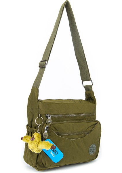 Haki Kadın Omuz Çantası Orta Boy Krinkıl Askılı Çapraz Postacı Çanta Klinkır Su Geçirmez