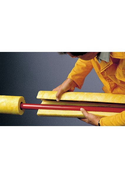 Izocam Prefabrik Boru Izolasyonu Folyo Kaplı Camyünü Boru Izolasyonu 120Cm 33MM / 1"