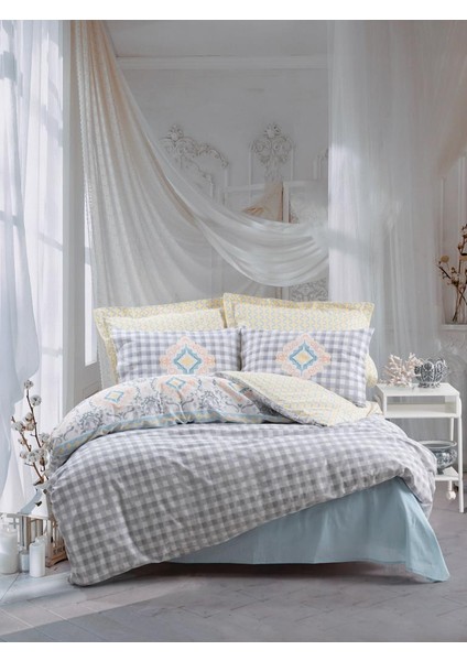 Alaçatı Çift Kişilik Nevresim Takımı Monje Mavi
