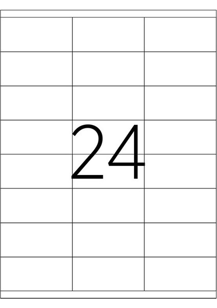 Etiket TW-2324 500 A4 Sayfa Lazer Etiket 70 x 35 mm A4 Sayfada 24 Etiket