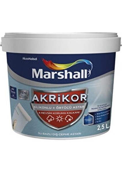 Akrikor Silikonlu Örtücü Astar 2,5 Lt