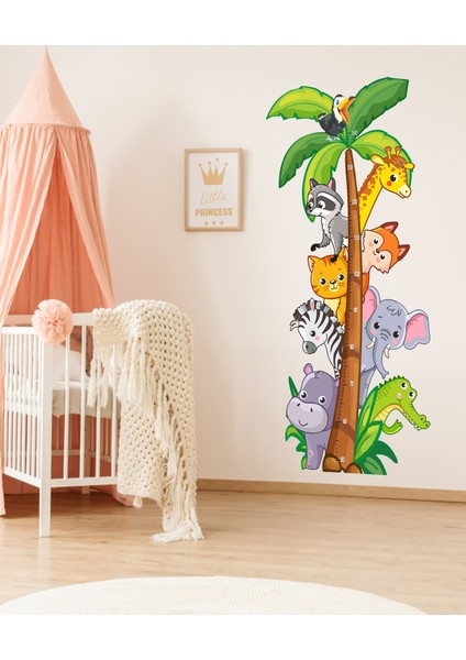Sevimli Safari Hayvanlar Temalı Boy Ölçer Çocuk Odası Çok Amaçlı Dolap , Duvar Sticker Seti fiyatları