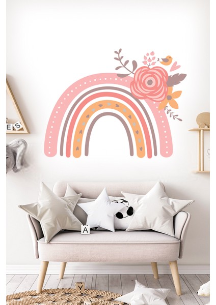 Çocuk Odası Duvar Sticker Soft Renkli Çiçekli Gökkuşağı modelleri
