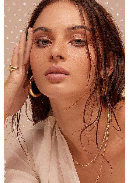 Rhinestone Choker Kolye Altın