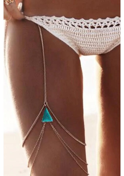 Boho Model Turkuaz Taşlı Bacak Zinciri fiyatları