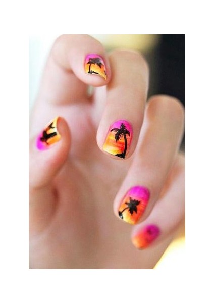Palmiye Tırnak Dövmesi - Tırnak Tattoo - Nail Art - Tırnak Sticker