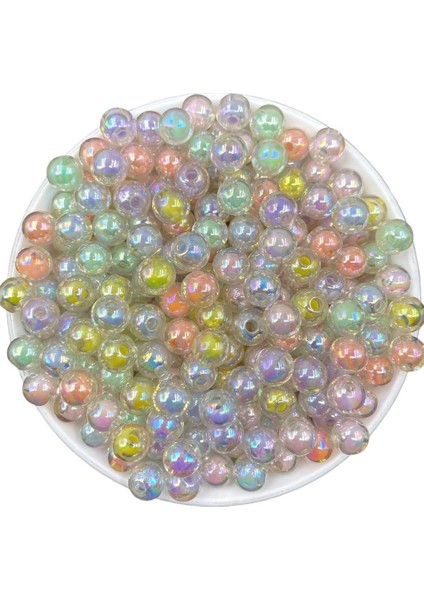 25 gr 10MM Janjanlı Içi Boncuklu Karışık Renkli Akrilik Boncuk ,takı Yapım Boncuğu (25GR,~48 Adet)