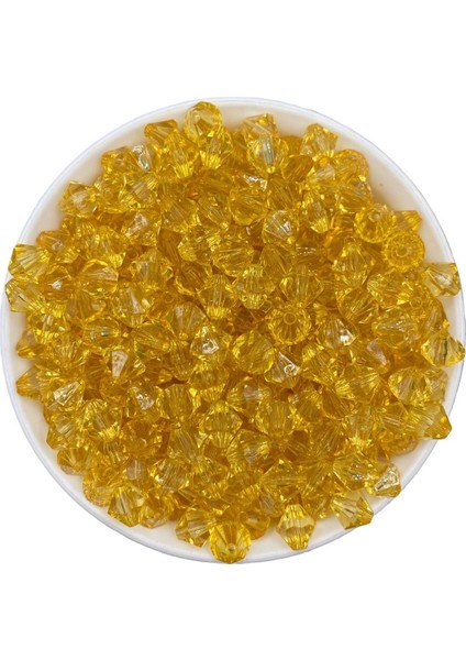 10MM Hardal Sarısı Renk Piramit Model Akrilik Boncuk,takı, Çanta Yapım Boncuğu (100GR,~260 Adet) fiyatları
