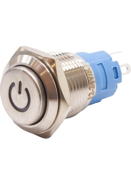 16A-G1Z-C 16MM Çıkık Anahtarlı Işıklı Power Metal Buton - Beyaz