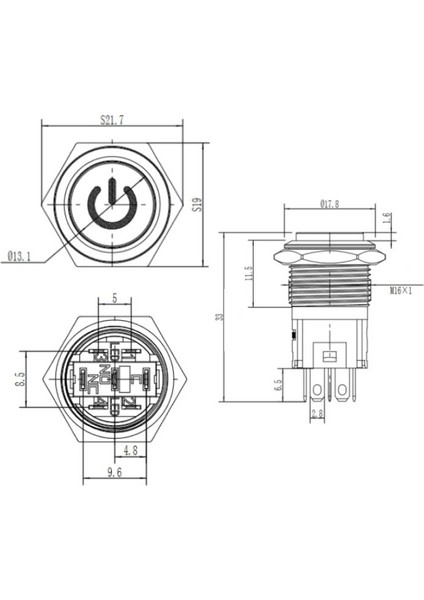16A-G1Z-C 16MM Çıkık Anahtarlı Işıklı Power Metal Buton - Beyaz modelleri