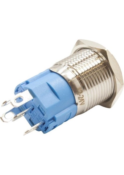 16A-P1Z-EC 16MM Düz Anahtarlı Işıklı Power Metal Buton - Mavi