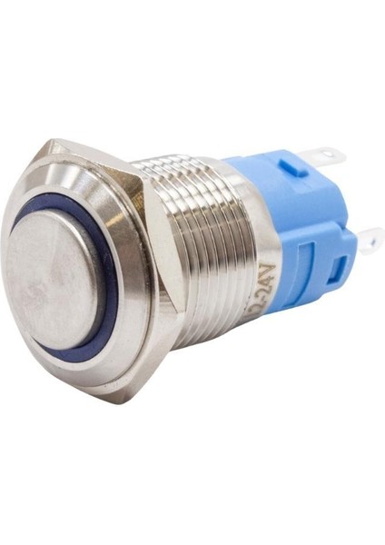 16A-G1Z-E 16MM Çıkık Anahtarlı Işıklı Metal Buton - Mavi