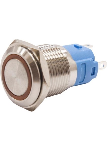 16A-P1Z-E 16MM Düz Anahtarlı Işıklı Metal Buton - Sarı