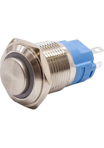 16A-G1-E 16MM Çıkık Yaylı Işıklı Metal Buton - Beyaz
