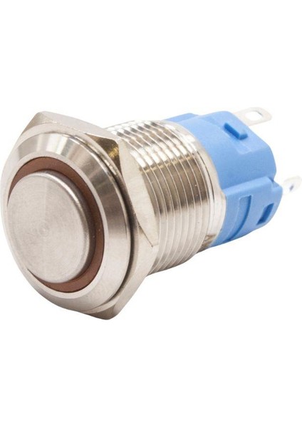 16A-G1-E 16MM Çıkık Yaylı Işıklı Metal Buton - Sarı