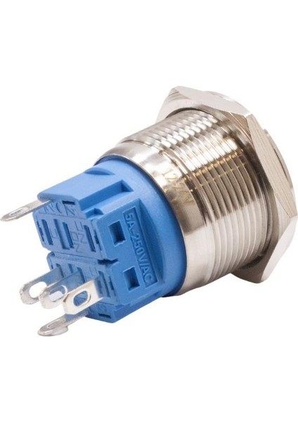 22B-P1Z-E 22MM Düz Anahtarlı Işıklı Metal Buton - Kırmızı