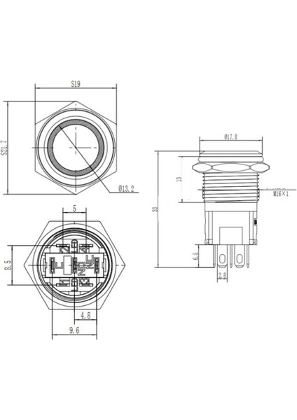 16A-P1-E 16MM Düz Yaylı Işıklı Metal Buton - Kırmızı modelleri