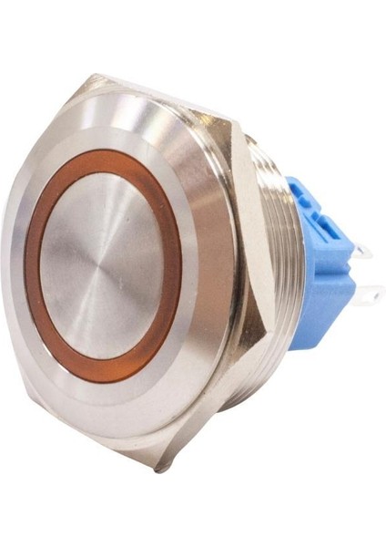 30B-P1-E 30MM Düz Yaylı Işıklı Metal Buton - Sarı