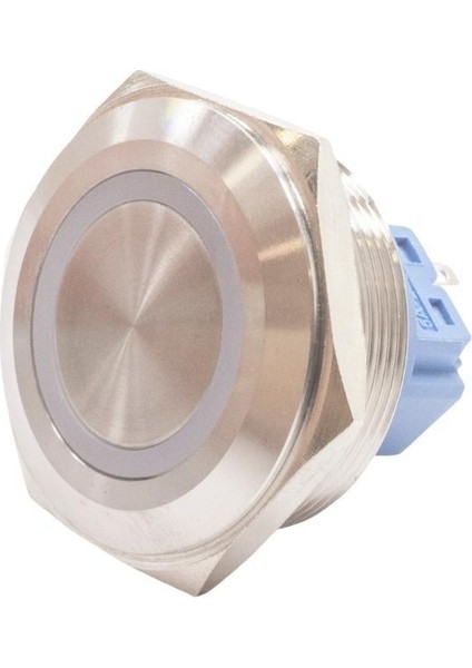30B-P1Z-E 30MM Düz Anahtarlı Işıklı Metal Buton - Beyaz