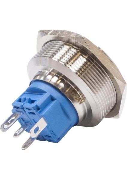 30B-P1Z-EC 30MM Düz Anahtarlı Işıklı Power Metal Buton - Mavi