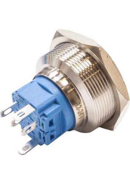 28B-P1Z-E 28MM Düz Anahtarlı Işıklı Metal Buton - Yeşil