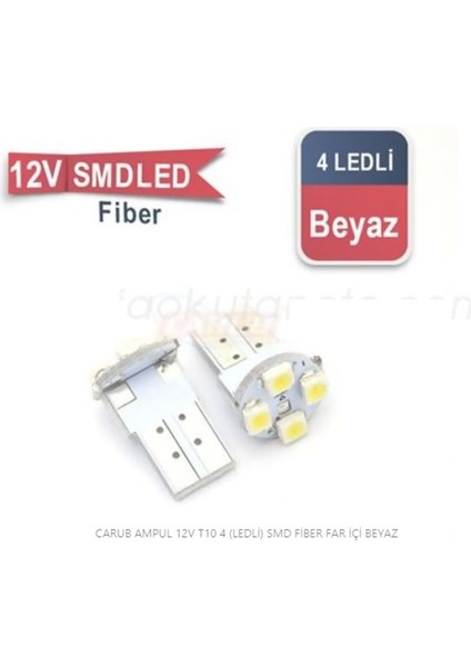 Ampul 12 V T10 4 Ledli Smd Fiber Far İçi Beyaz fiyatları