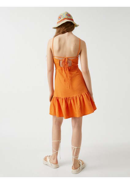 Halter Yaka Mini Fırfırlı Elbise fırsatları