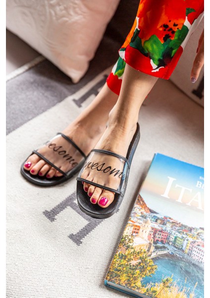 Kadın Siyah Awesome Plaj Terliği