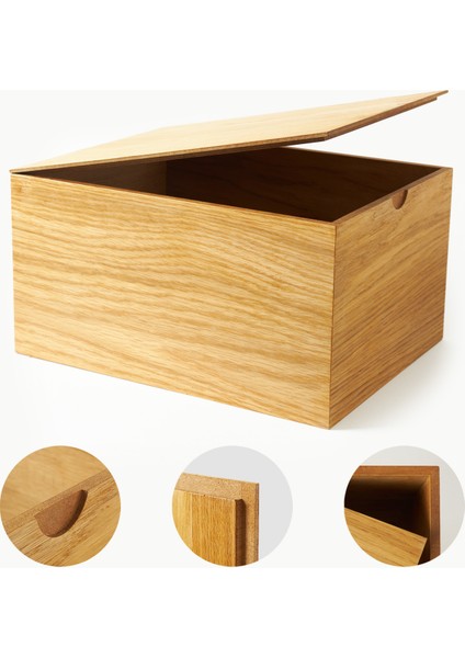 280x360x195 mm Geçme Kapak Meşe Kutu - Büyük Ahşap Sandık Kutu
