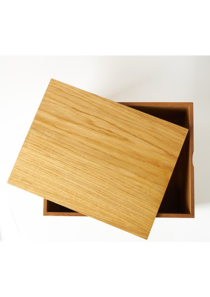 280x360x195 mm Geçme Kapak Meşe Kutu - Büyük Ahşap Sandık Kutu