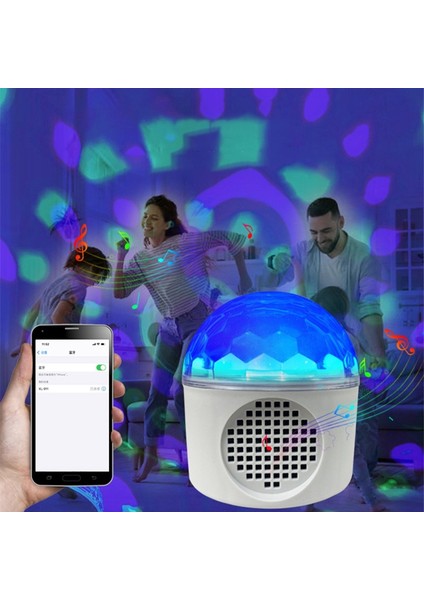 LED Işıklı USB Şarjlı Beyaz Bluetooth Hoparlör Kristal Şekilli Disko Topu