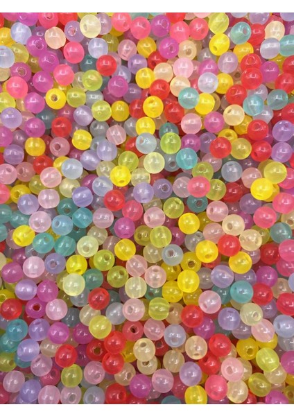 6mm Yarı Saydam Mix Karışık Pastel Renkli Yuvarlak Plastik Boncuk, Takı Boncuğu (25GR,~220 Adet) fiyatları