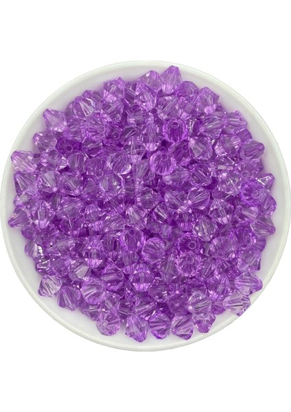 10MM Lila Açık Mor Renk Piramit Model Akrilik Boncuk, Takı, Çanta Yapım Boncuğu (100GR,~260 Adet) fiyatları