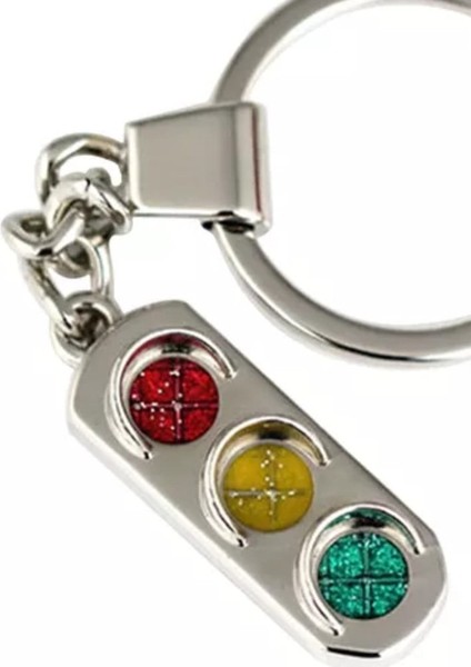 Özel Tasarım Metal Krom Trafik Lambası Anahtarlık