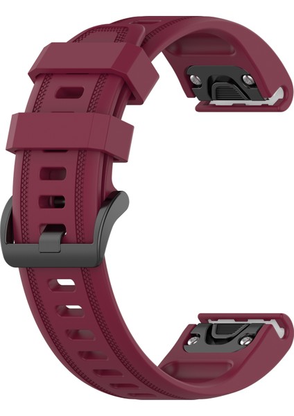 Garmin Fenix 6s - 6s Sapphire - 6s Pro Sapphire Için Quick Fit Özellikli Silikon Kordon Kayış Bordo