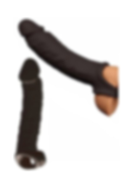 Ucu 8 Cm Dolgulu Süper Realistik Siyah Zenci Uzatmalı Penis Kılıfı