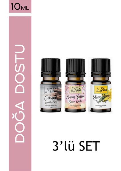 Çikolata + Spring Bahar + Ylang Ylang Uçucu Saf Buhurdanlık Esansı 3 x 10 ml