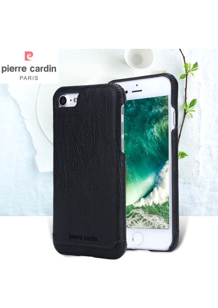 Pierre Cardin Orijinal Balmumu Deri Kaplamalı Plastik Kasa Iphone Se (2020)/SE (2022)/8/7 4.7 Inç - Siyah (Yurt Dışından)