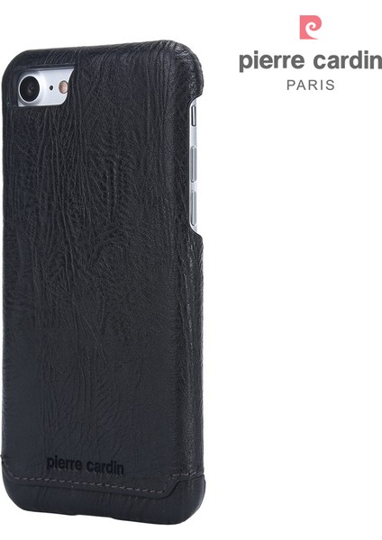 Pierre Cardin Orijinal Balmumu Deri Kaplamalı Plastik Kasa Iphone Se (2020)/SE (2022)/8/7 4.7 Inç - Siyah (Yurt Dışından)